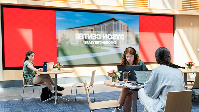 Image of students in Dyson Center atrium.